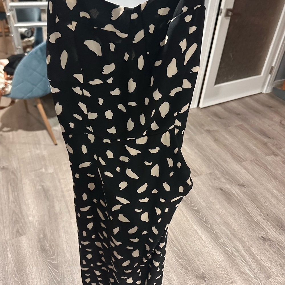 Black and Cream Strapless Dress